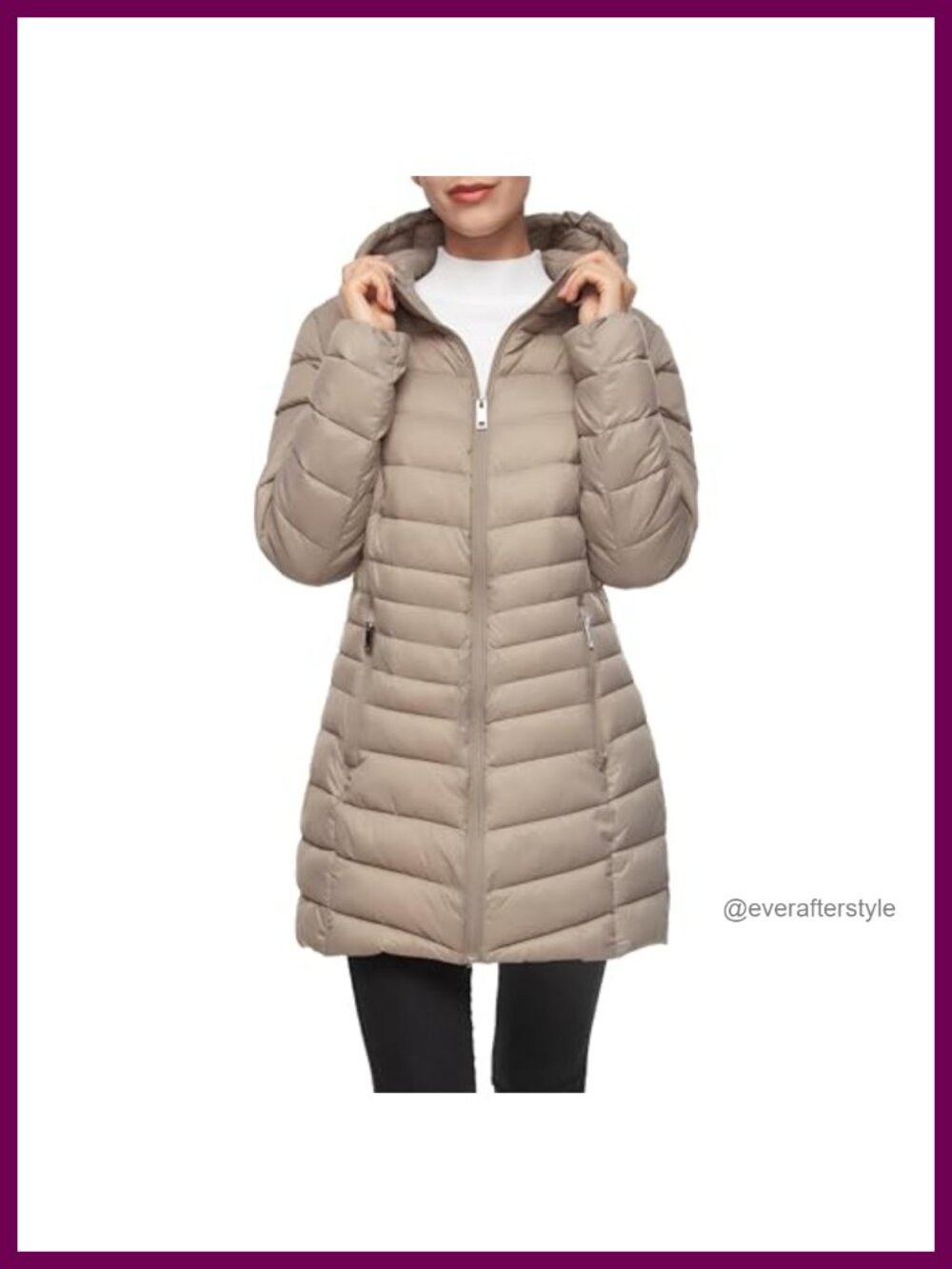 Packable Water-Resistant Long Puffer Jacket Hooded Quilted Winter Coat